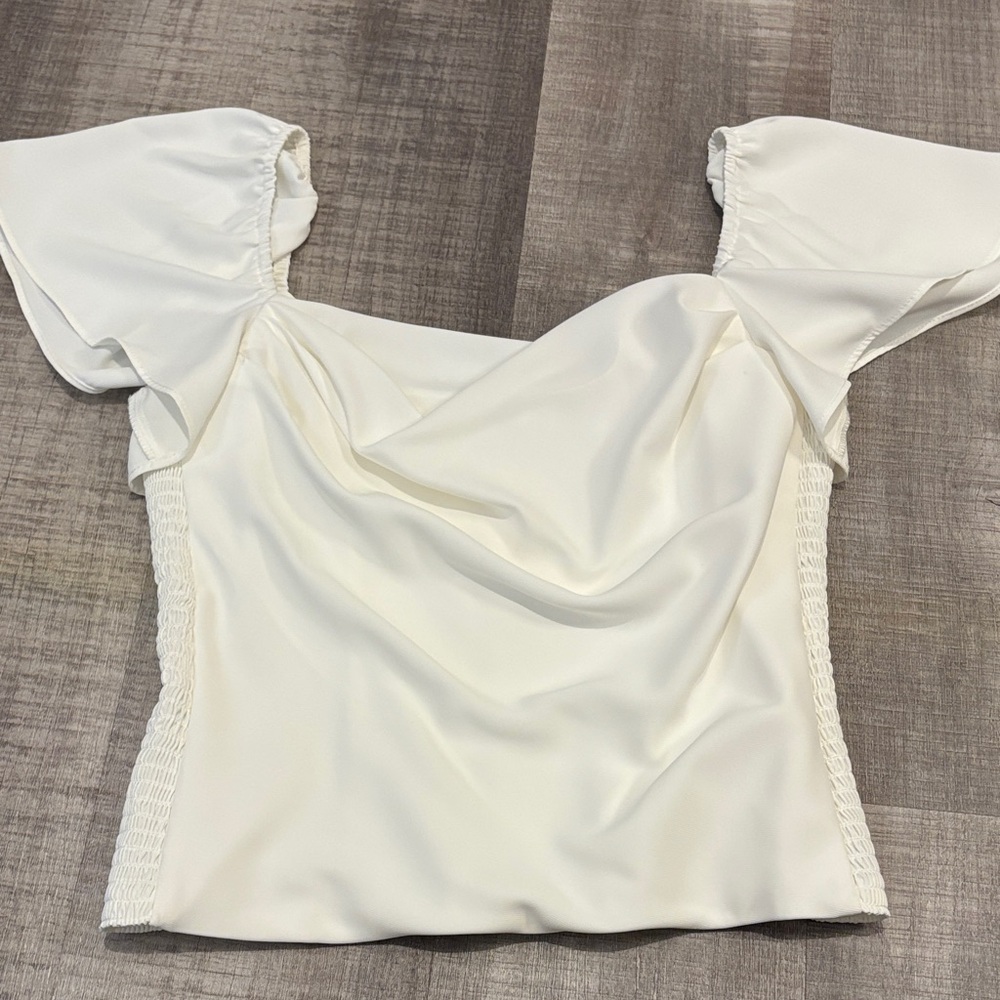 Amanda Uprichard Fortuna Top ivory blouse - Picture 3 of 7